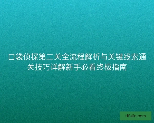口袋侦探第二关全流程解析与关键线索通关技巧详解新手必看终极指南