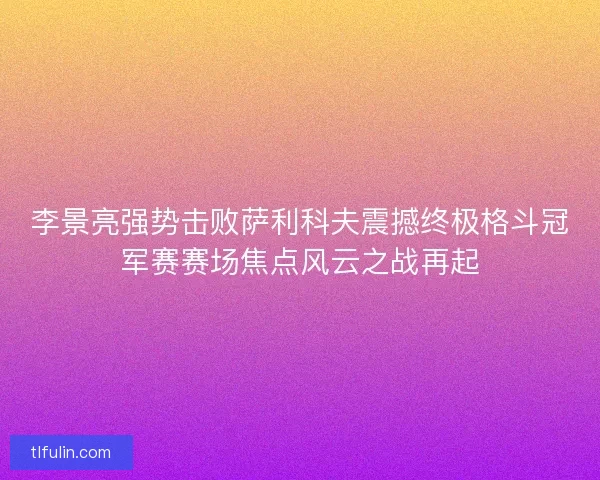 李景亮强势击败萨利科夫震撼终极格斗冠军赛赛场焦点风云之战再起