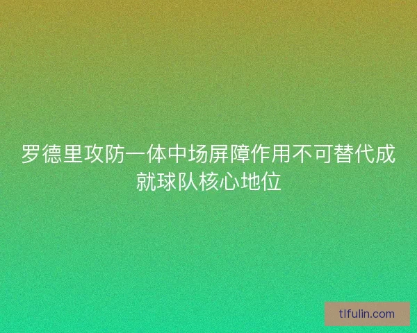罗德里攻防一体中场屏障作用不可替代成就球队核心地位